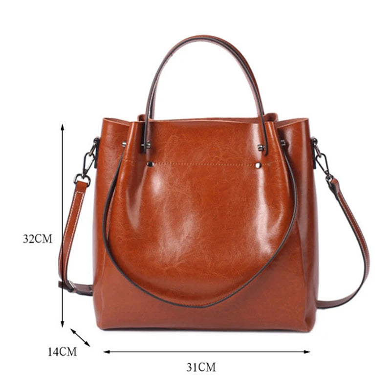 A130 Capacity High Quality Cowhide Women's Shoulder Bags