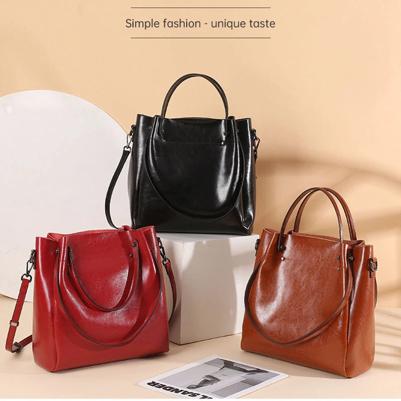 A130 Capacity High Quality Cowhide Women's Shoulder Bags