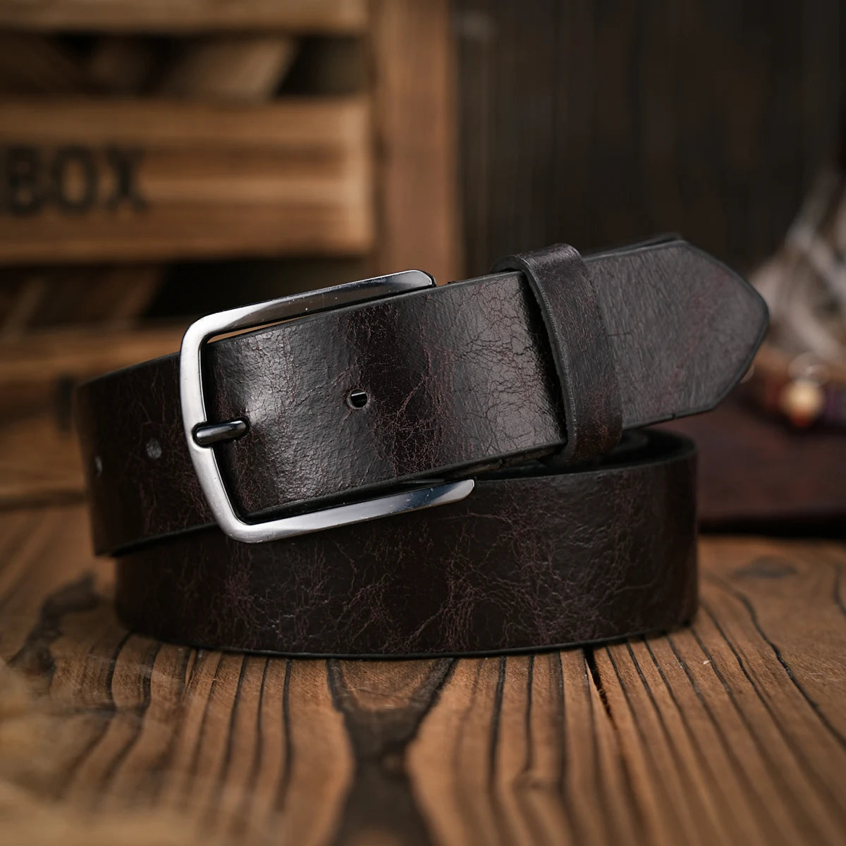 AH52 men's and women's retro metal buckle casual style brown PU belt suitable for daily business attendance four seasons