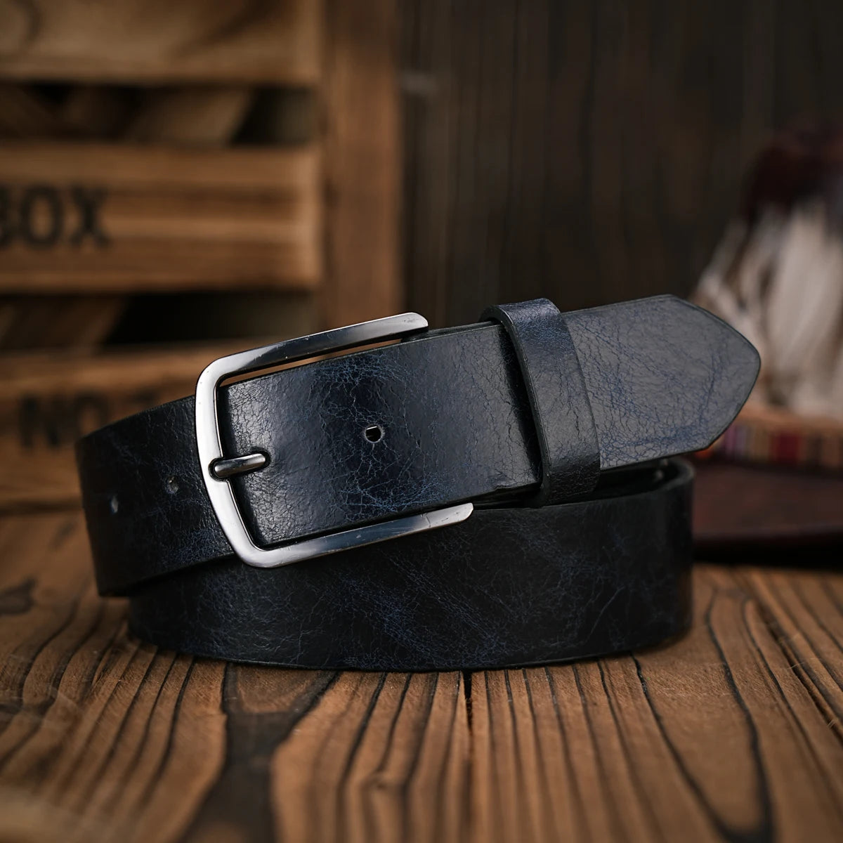 AH52 men's and women's retro metal buckle casual style brown PU belt suitable for daily business attendance four seasons