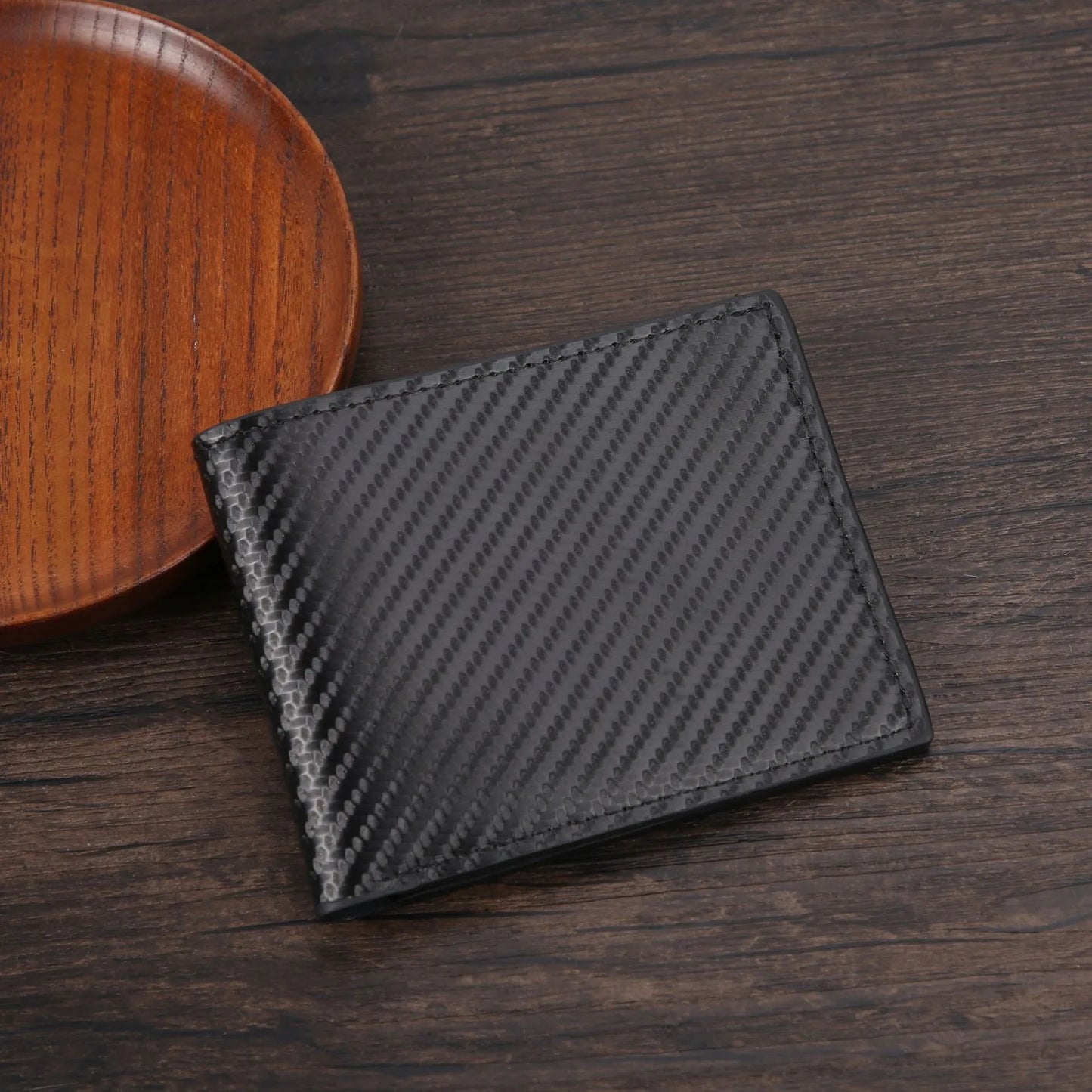 A23 Carbon Fiber Men's Short Wallet Credit Card Holder Large Capacity Money Clip Slim Bifold Multi Card Holder Purses With ID Window