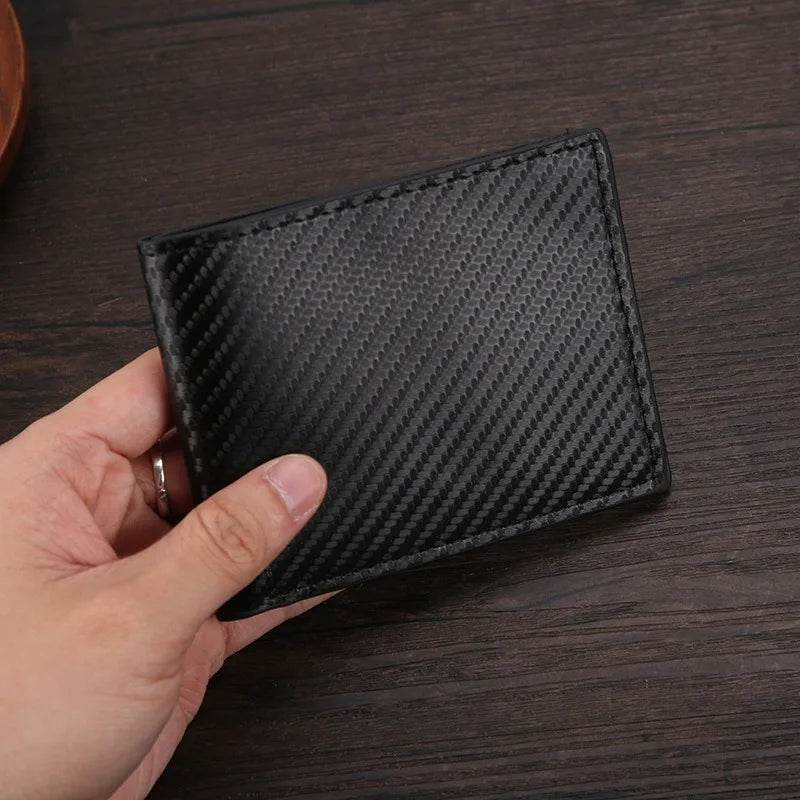 A23 Carbon Fiber Men's Short Wallet Credit Card Holder Large Capacity Money Clip Slim Bifold Multi Card Holder Purses With ID Window