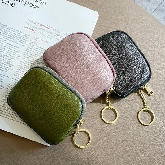 A19 Fashion Genuine Leather Short Women Wallet Clutch Coin Purse Card Holder Organizer Bags Mini Zipper Cute Money Bags