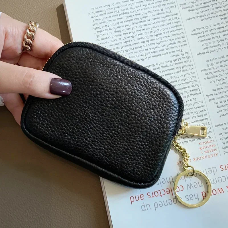 A19 Fashion Genuine Leather Short Women Wallet Clutch Coin Purse Card Holder Organizer Bags Mini Zipper Cute Money Bags