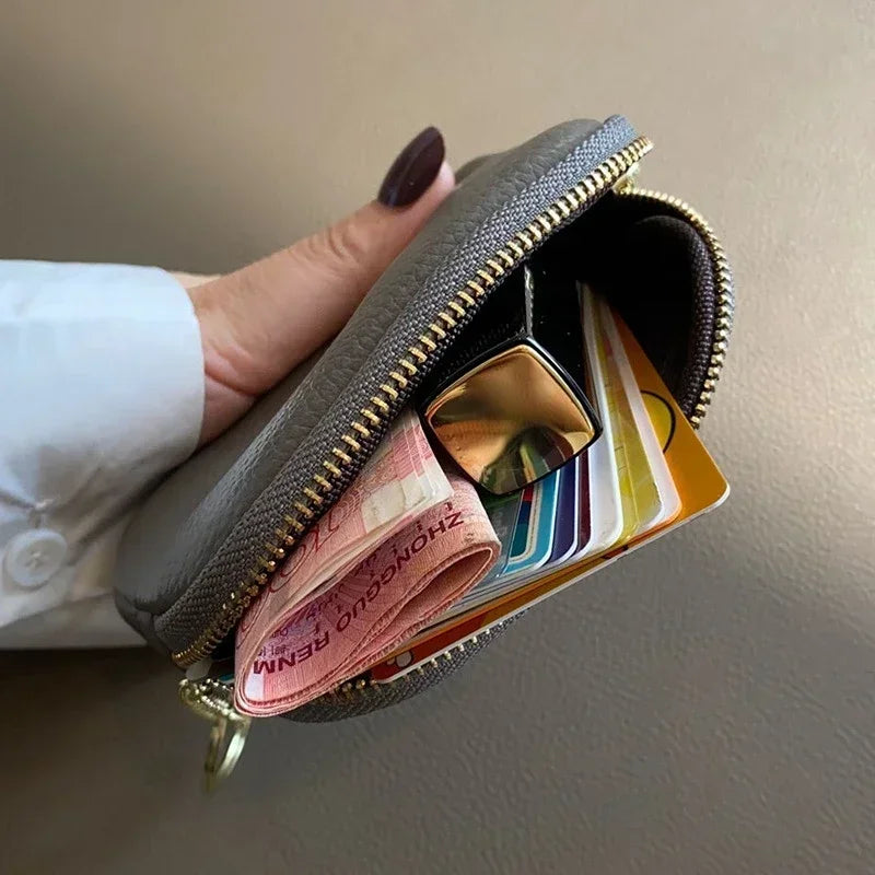 A19 Fashion Genuine Leather Short Women Wallet Clutch Coin Purse Card Holder Organizer Bags Mini Zipper Cute Money Bags