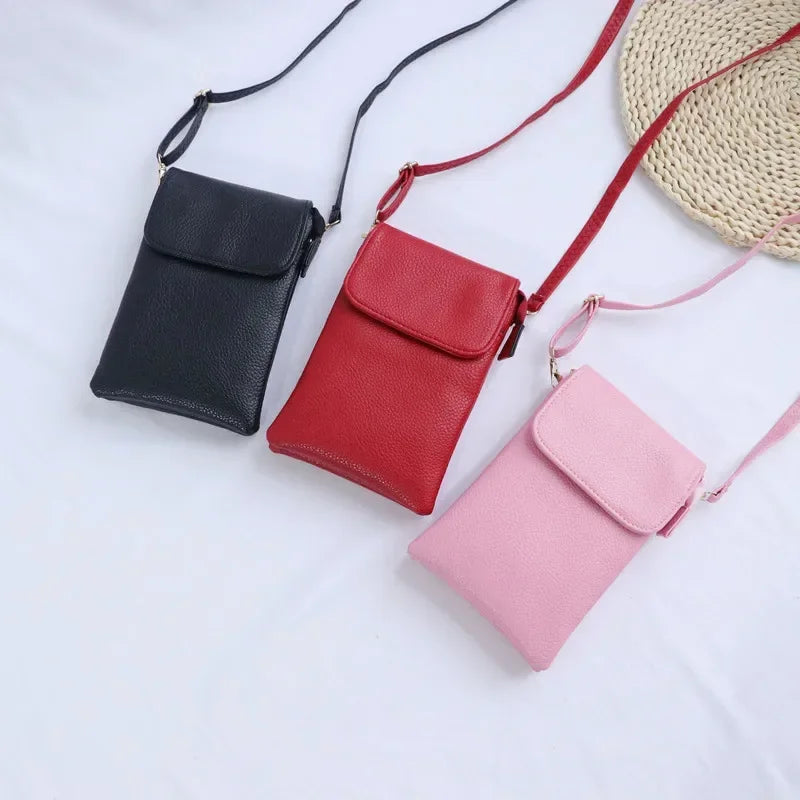 A72 Leather Mobile Phone Purse Bags Solid Flap Messenger