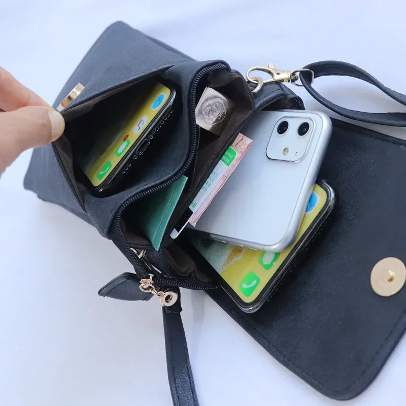 A72 Leather Mobile Phone Purse Bags Solid Flap Messenger