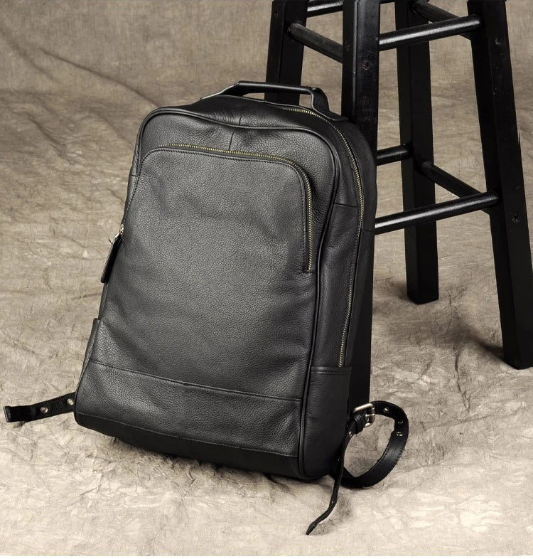 a140  genuine leather backpack men's backpack