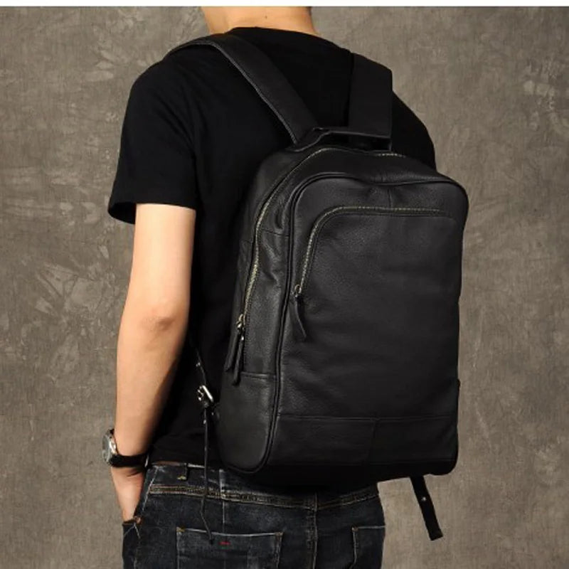 a140  genuine leather backpack men's backpack