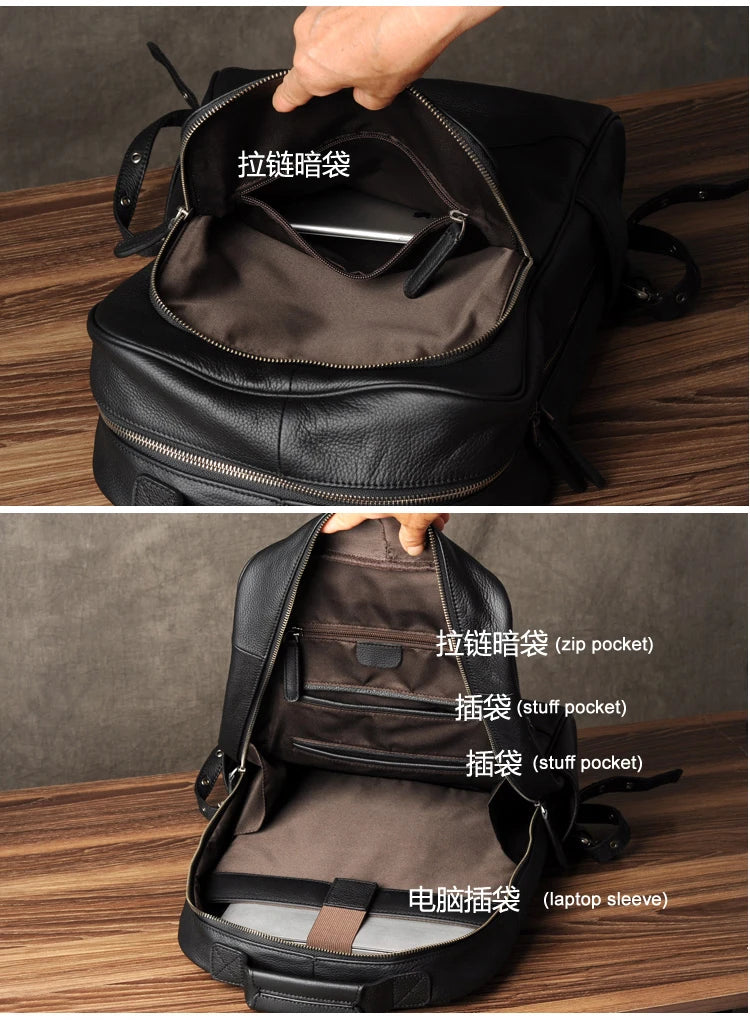 a140  genuine leather backpack men's backpack