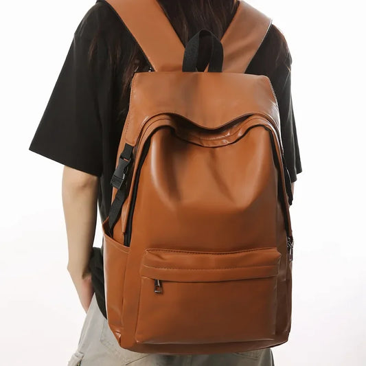 A50 Knapsack Bags for Male PU Leather Laptop  Men Backpack