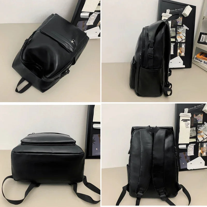 A50 Knapsack Bags for Male PU Leather Laptop  Men Backpack