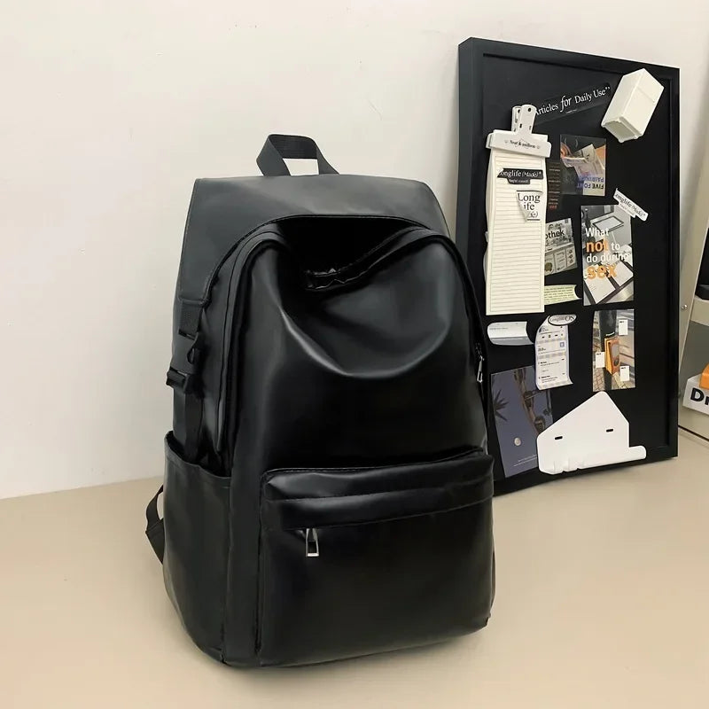 A50 Knapsack Bags for Male PU Leather Laptop  Men Backpack