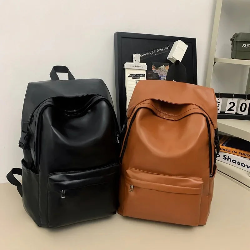 A50 Knapsack Bags for Male PU Leather Laptop  Men Backpack