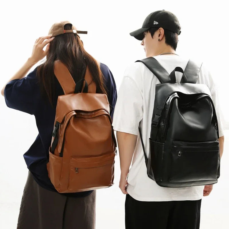 A50 Knapsack Bags for Male PU Leather Laptop  Men Backpack