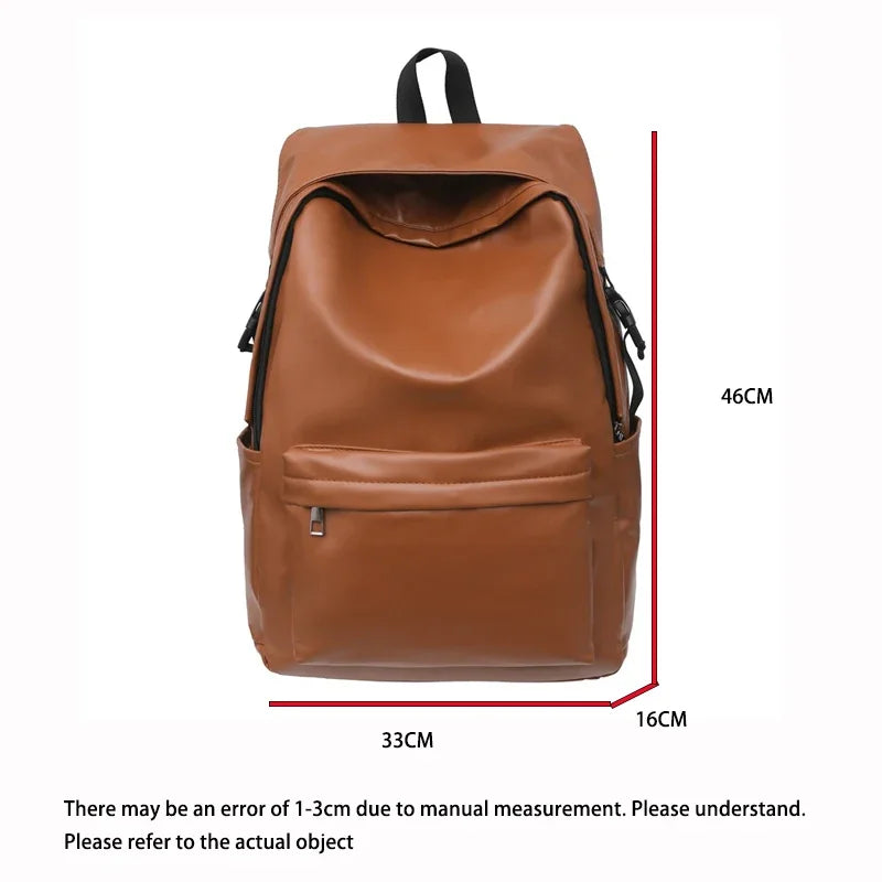 A50 Knapsack Bags for Male PU Leather Laptop  Men Backpack