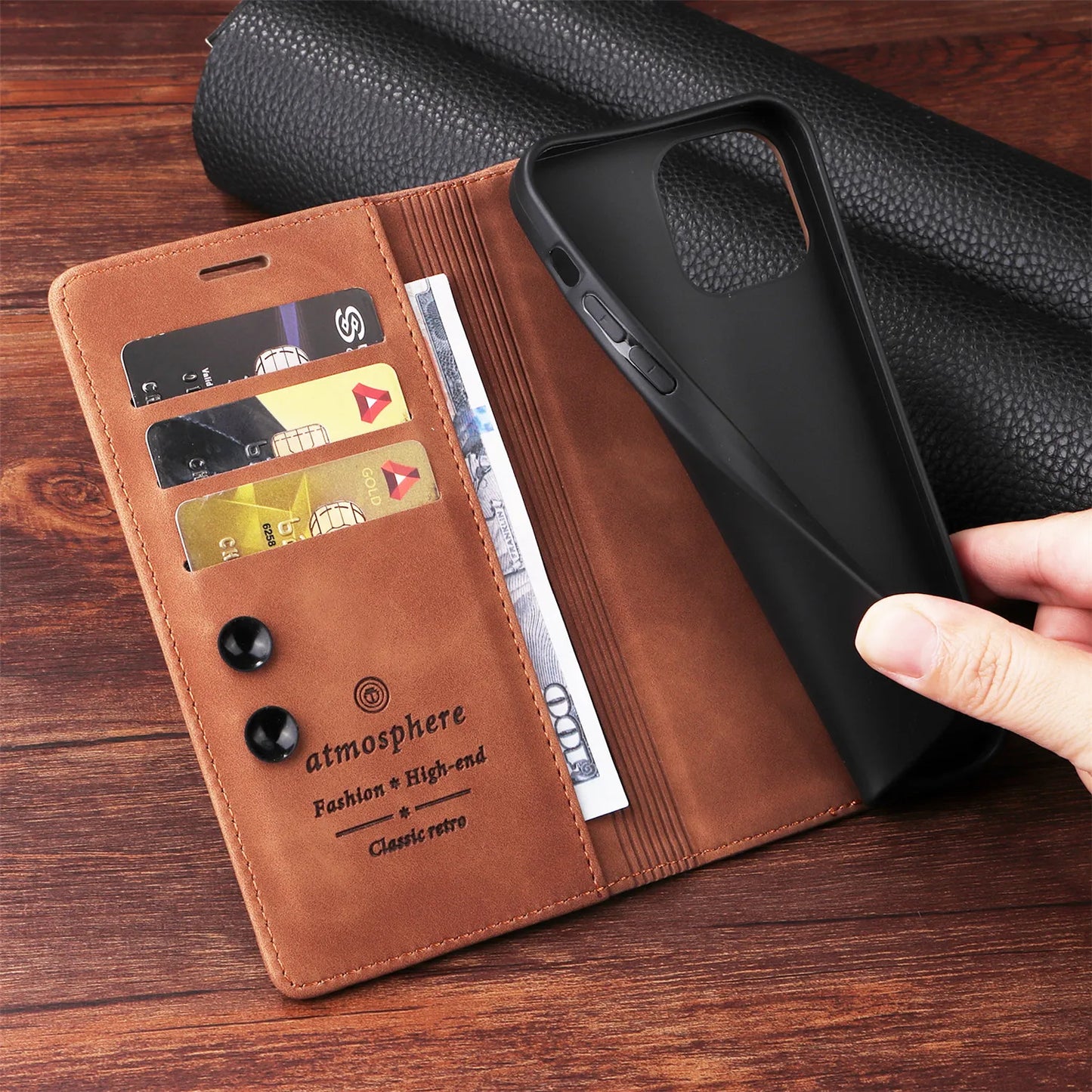 B16 Flip Case For iPhone 16 Pro 15 14 Plus 13 Pro 11 12 Pro MAX X XS XR 6 6S 7 8 Plus Holder Wallet Stand Phone Bags Cover