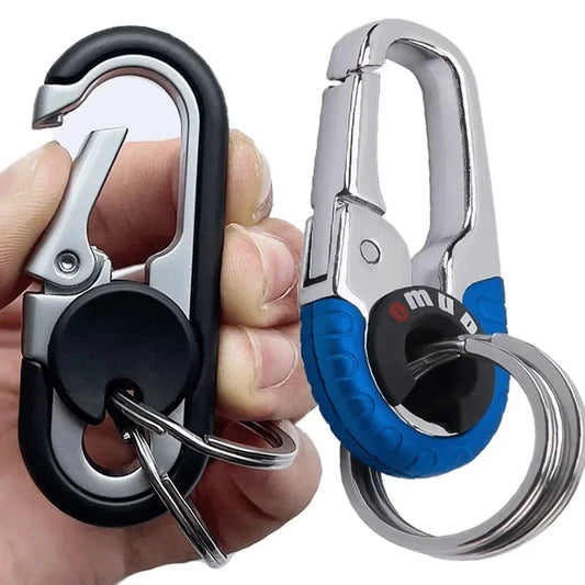 Men's Keychain Hook Stainless Steel Buckle Outdoor Carabiner Climbing Tool Double Ring Car Fishing Key Ring Car Accessories