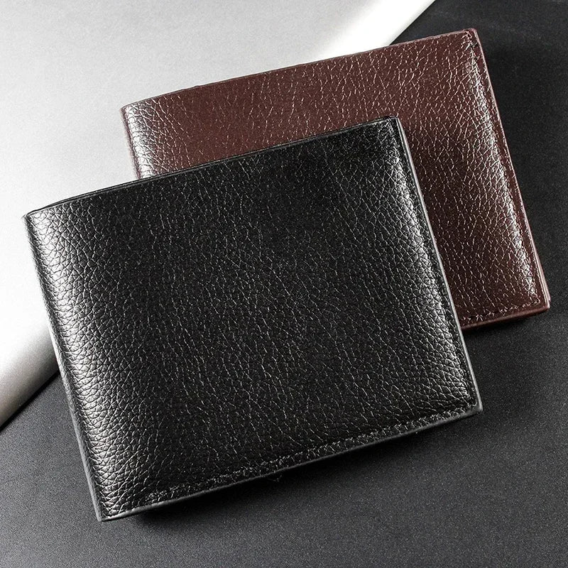 A26 High quality product PU faux leather men's wallet short black wallet