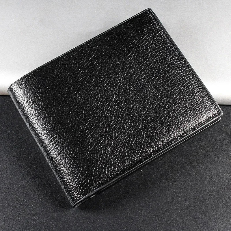 A26 High quality product PU faux leather men's wallet short black wallet