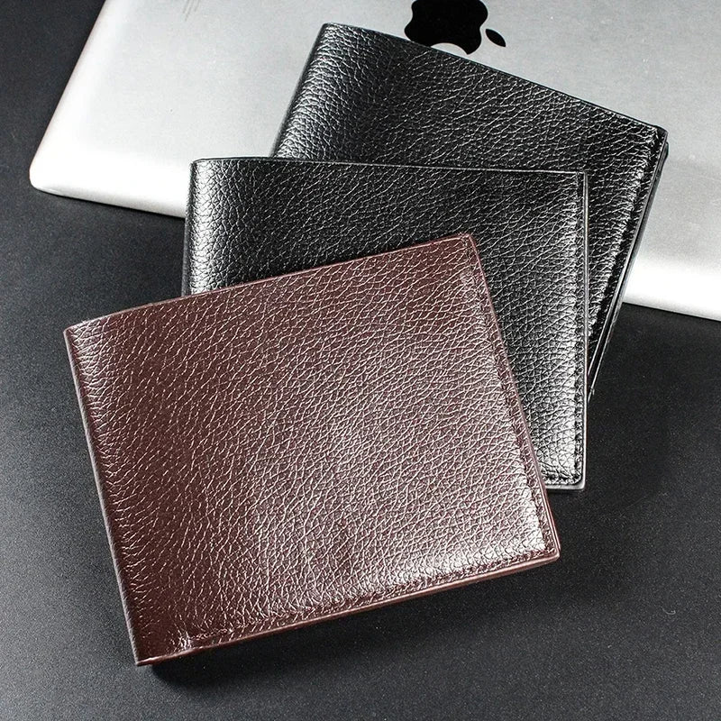 A26 High quality product PU faux leather men's wallet short black wallet