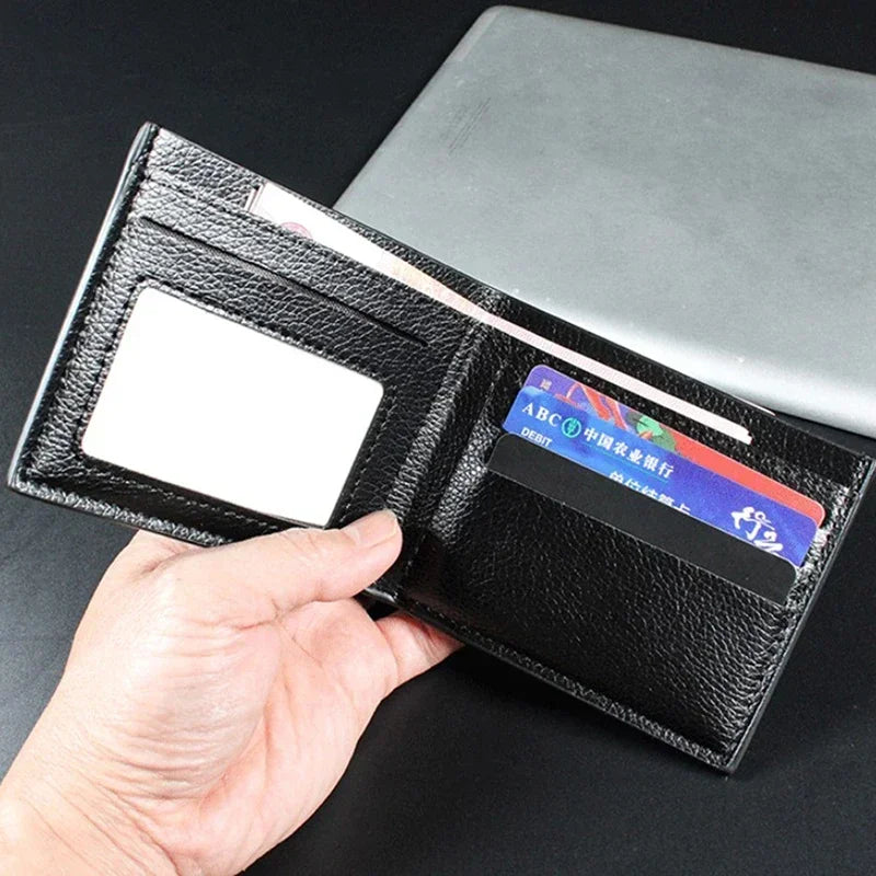 A26 High quality product PU faux leather men's wallet short black wallet