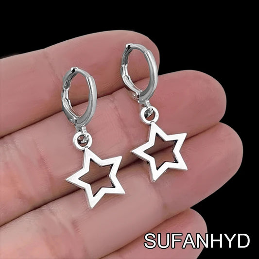 E22 New creative star earrings Women's fashionable silver earrings