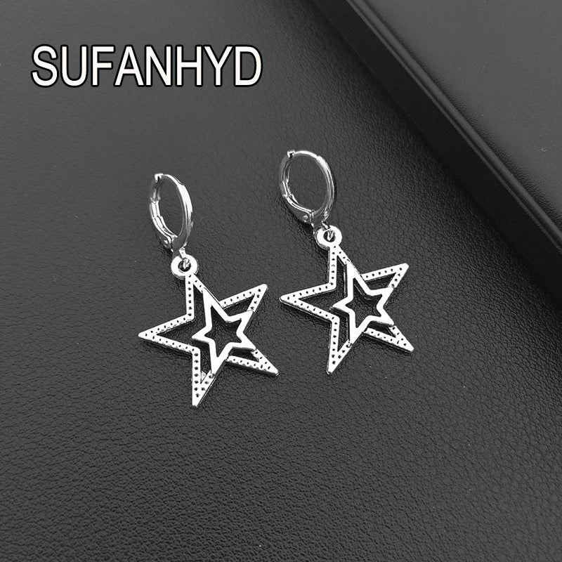 E22 New creative star earrings Women's fashionable silver earrings