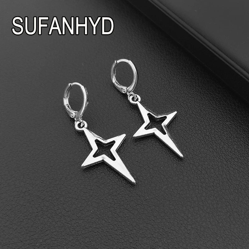 E22 New creative star earrings Women's fashionable silver earrings