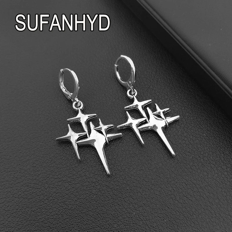 E22 New creative star earrings Women's fashionable silver earrings