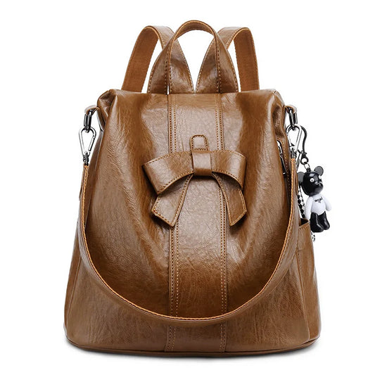 A99 High Quality Genuine Leather Backpack Anti Theft Shoulders Bag Women's Business Backpack Elegant Bow Lady's Leather Bag