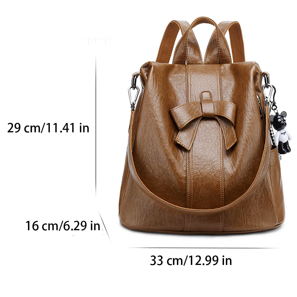 A99 High Quality Genuine Leather Backpack Anti Theft Shoulders Bag Women's Business Backpack Elegant Bow Lady's Leather Bag