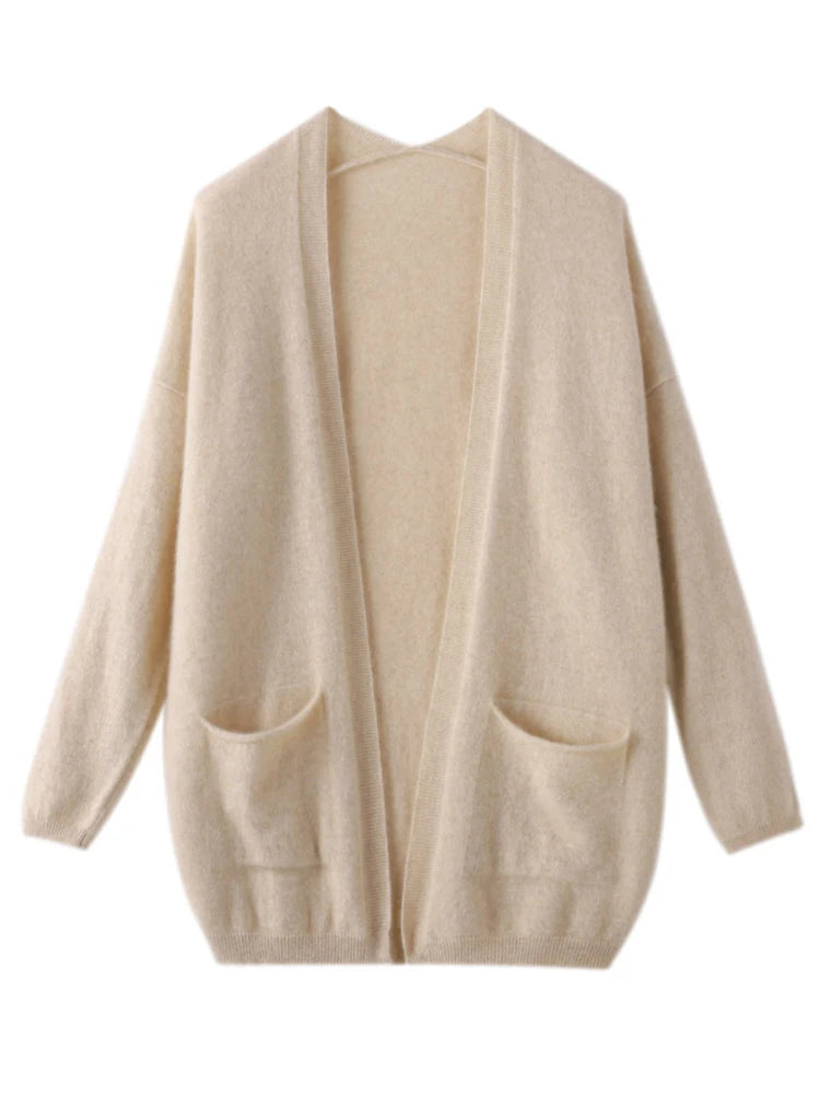 W38 Cardigan Sweater 100% Merino Wool Pocket Coat Cashmere Sweater Casual Loose Fashion Clothing Tops