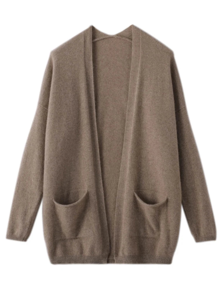 W38 Cardigan Sweater 100% Merino Wool Pocket Coat Cashmere Sweater Casual Loose Fashion Clothing Tops