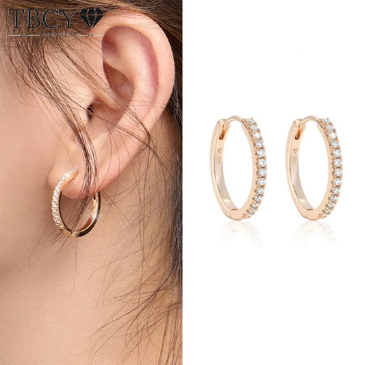 E28 Hoop Earrings Women Rose Gold Shiny Jewelry Gift