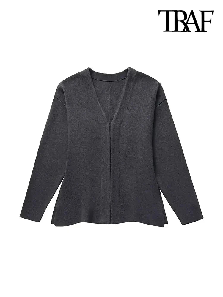 W36 Long Sleeves, Side Split Hem, Female Outerwear, Chic Tops, Fashion